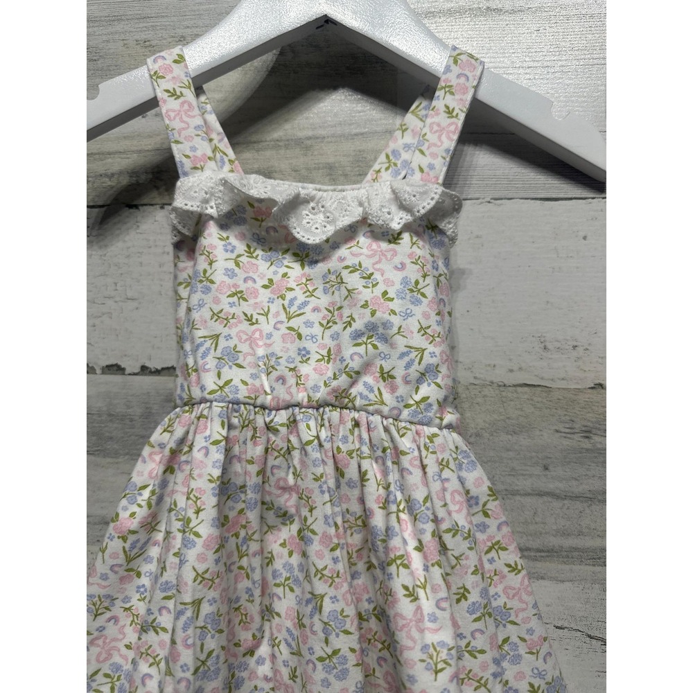 Serendipity Floral Dress and Bloomers Set Girls 9m Pink Blue Eyelet Lace EUC - Picture 2 of 4